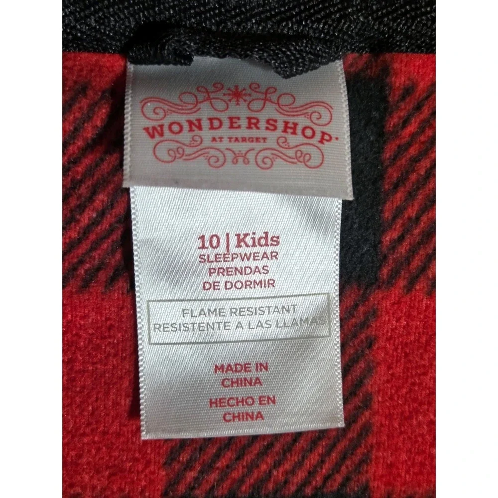 276 WonderShop UNI Size 10 Red Black Buffalo Plaid Fleece Coat Jacket